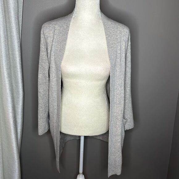 Theory Cashmere grey Rib Knit Sleeve Cardigan size XS TP - Picture 7 of 14